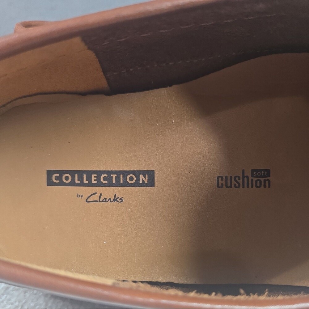 Clarks Men's Loafer 10.5 Brown Leather Driving Moccasins Horsebit Old Money Shoe - Picture 6 of 14